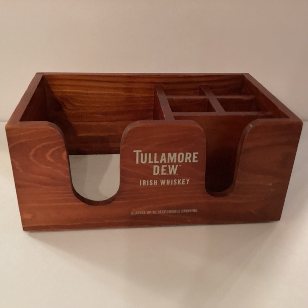 Vintage TULLAMORE D.E.W. Irish whiskey bar container/caddy box